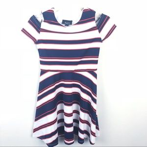 Ally B Cold Shoulder Stripe Swing Dress Size 12